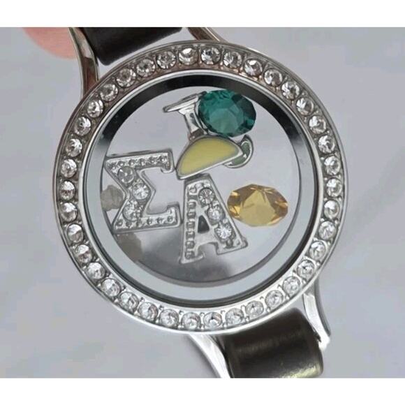 Origami Owl Wrap Bracelet Crystal Charms Adjustable Brown Margarita - Picture 2 of 10